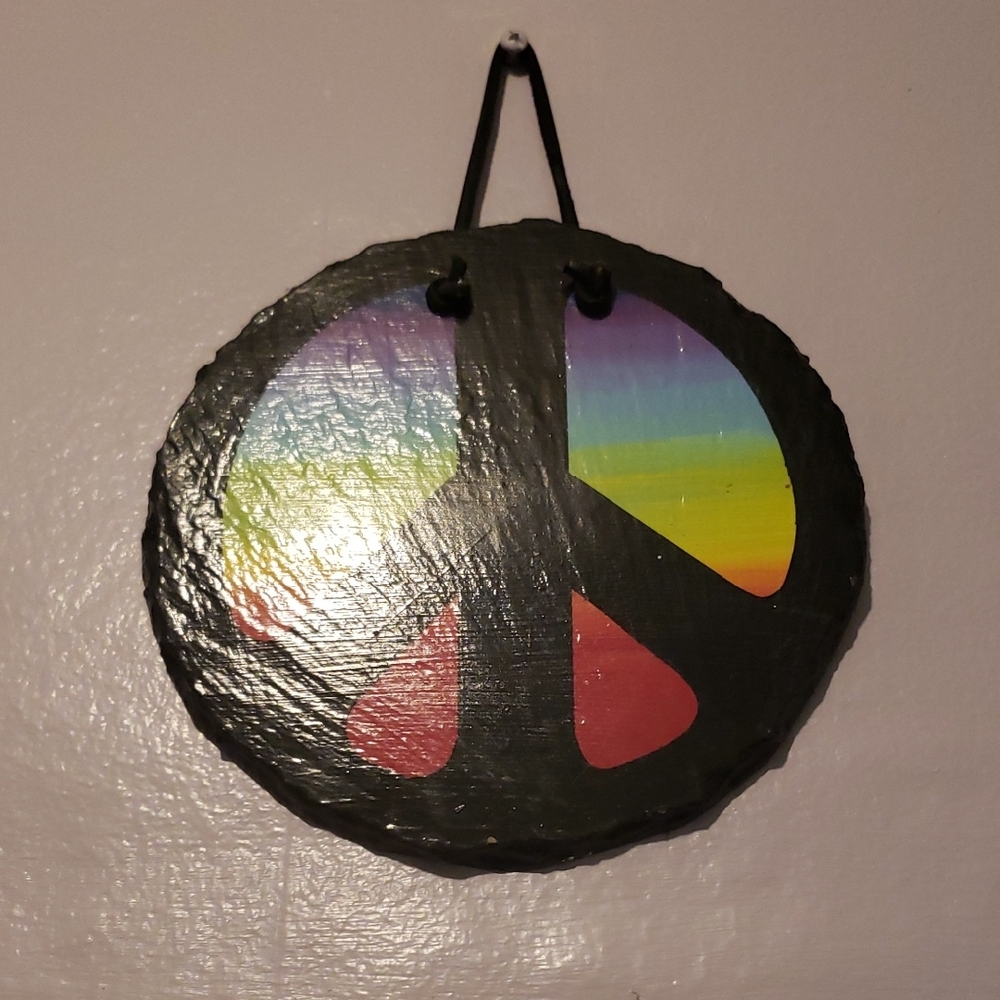 Rainbow Peace Sign Wall Hanging